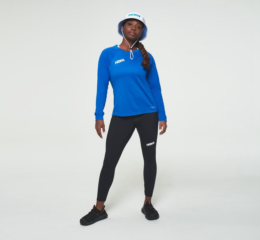 Hoka Australia One One Performance Long Sleeve - Womens Tops Blue - QLARI-1472